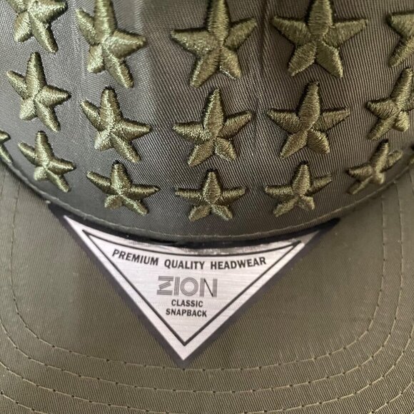 Zion Classic Snapback Hat Olive Green with Embroidered Stars One Size - Picture 4 of 9